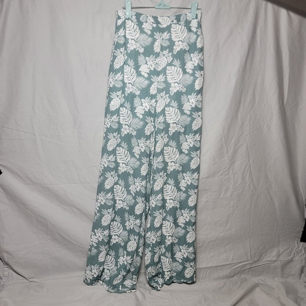 Peach Love NWT Lined Tropical Teal Pants w/ Pockets Size Small